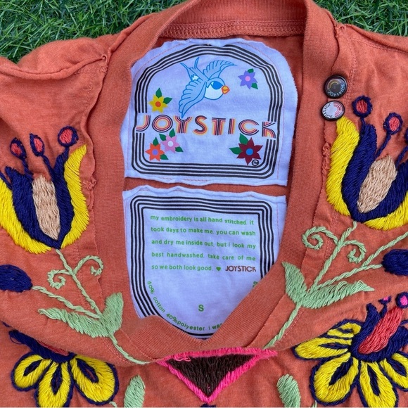 Joystick by Johnny Was Floral Embroidered Long sleeve Top small v neck boho - Picture 2 of 5